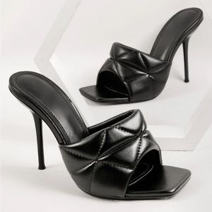 Square toe single strap mule high heels